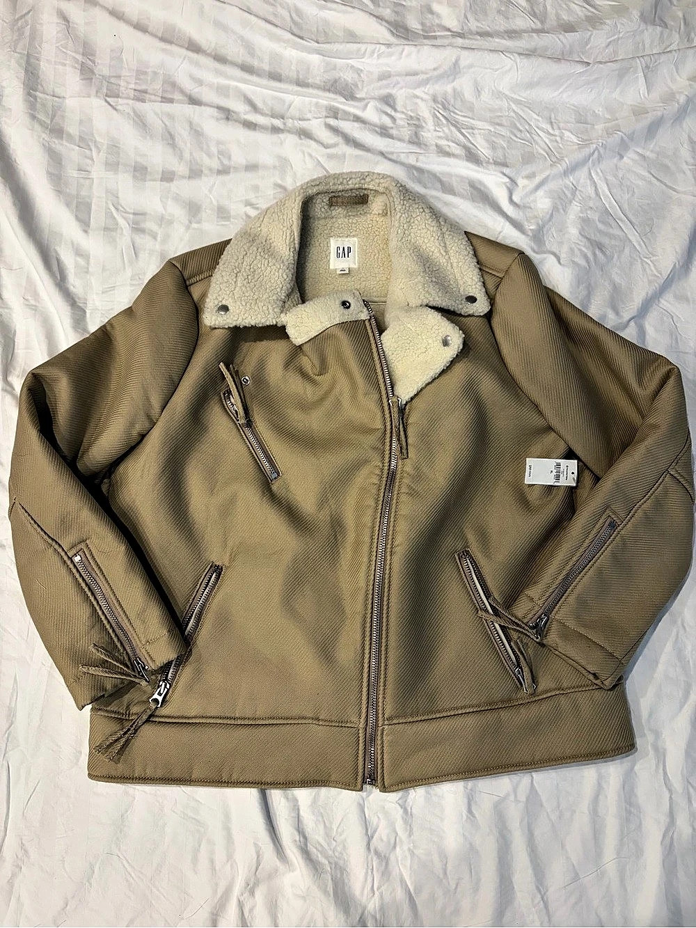 Gap Sherpa Lined Jacket in Brown & Cream XL NWT